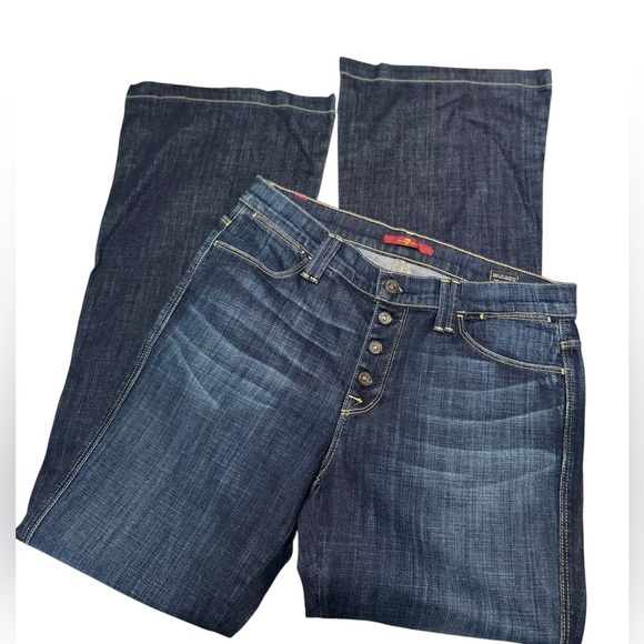 7 FOR ALL MANKIND A Pocket Flare  Button fly Jeans Women Size 28  VTG High -Rise - Picture 1 of 7